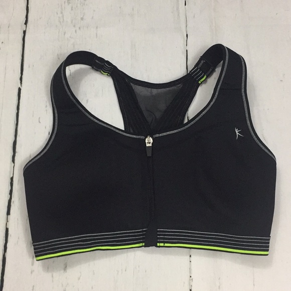 danskin sports bra zip front